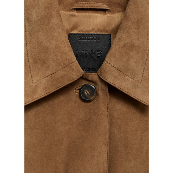 NWT MANGO SELECTION MNG MEDIUM BROWN SUEDE LEATHER JACKET COAT SZ XS - Picture 4 of 12